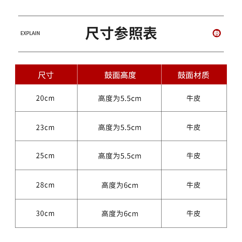 牛皮热巴鼓手柄鼓舞蹈道具鼓演出鼓儿童成人表演藏族热巴鼓艺考用 - 图2