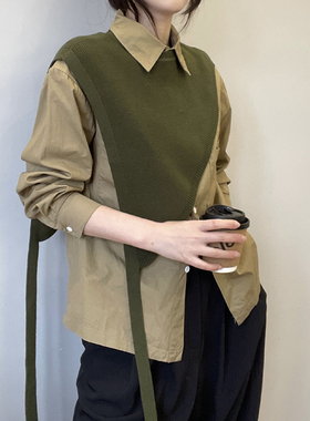 2026新款纯色披肩女外搭高级感系带三角形小坎肩黑色马甲叠穿保暖