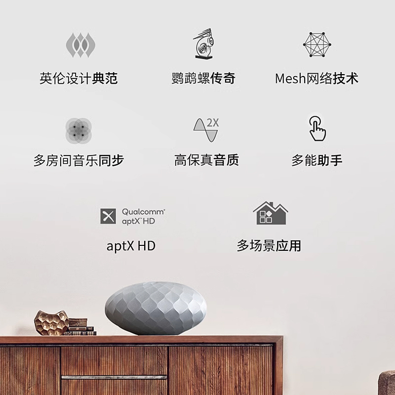 B&W宝华韦健Wedge无线蓝牙音箱 家用桌面音箱 高音质无线HiFi音响