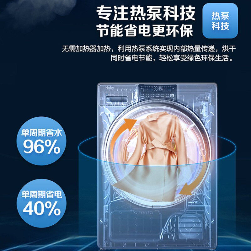 海尔纤合洗衣机洗烘一体热泵13滚筒 海尔鸿程永泰洗衣机