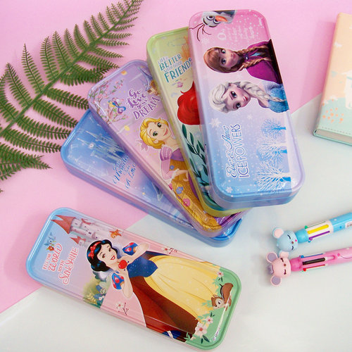 学生文具盒迪士尼冰雪奇缘公主双层铁铅笔盒可爱多功能创意笔盒 - 图3