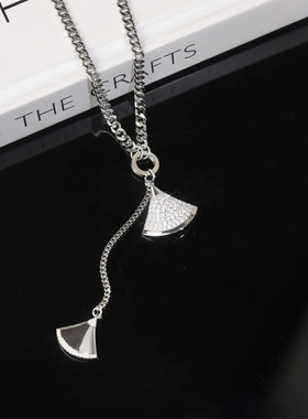 【遇寻】微镶锆石扇形项链秋冬女气质创意个性百搭轻奢风毛衣链
