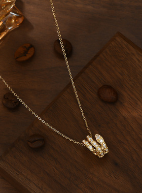 真金电镀镶锆石气质锁骨链