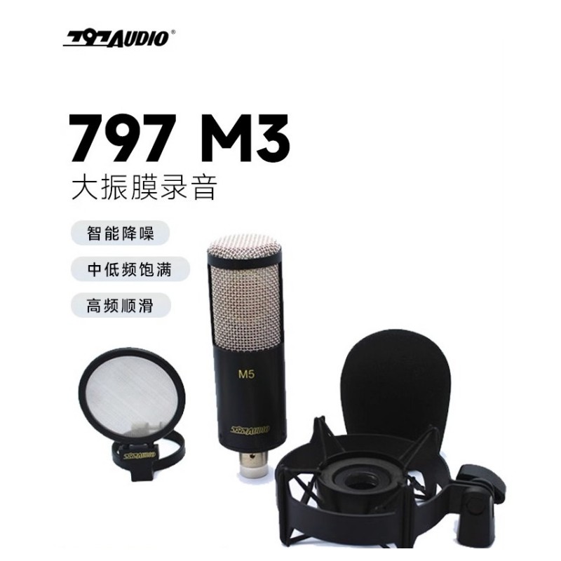 797Audio M3 M5专业大振膜电容麦克风录音棚录音声书主播k歌专用 - 图2