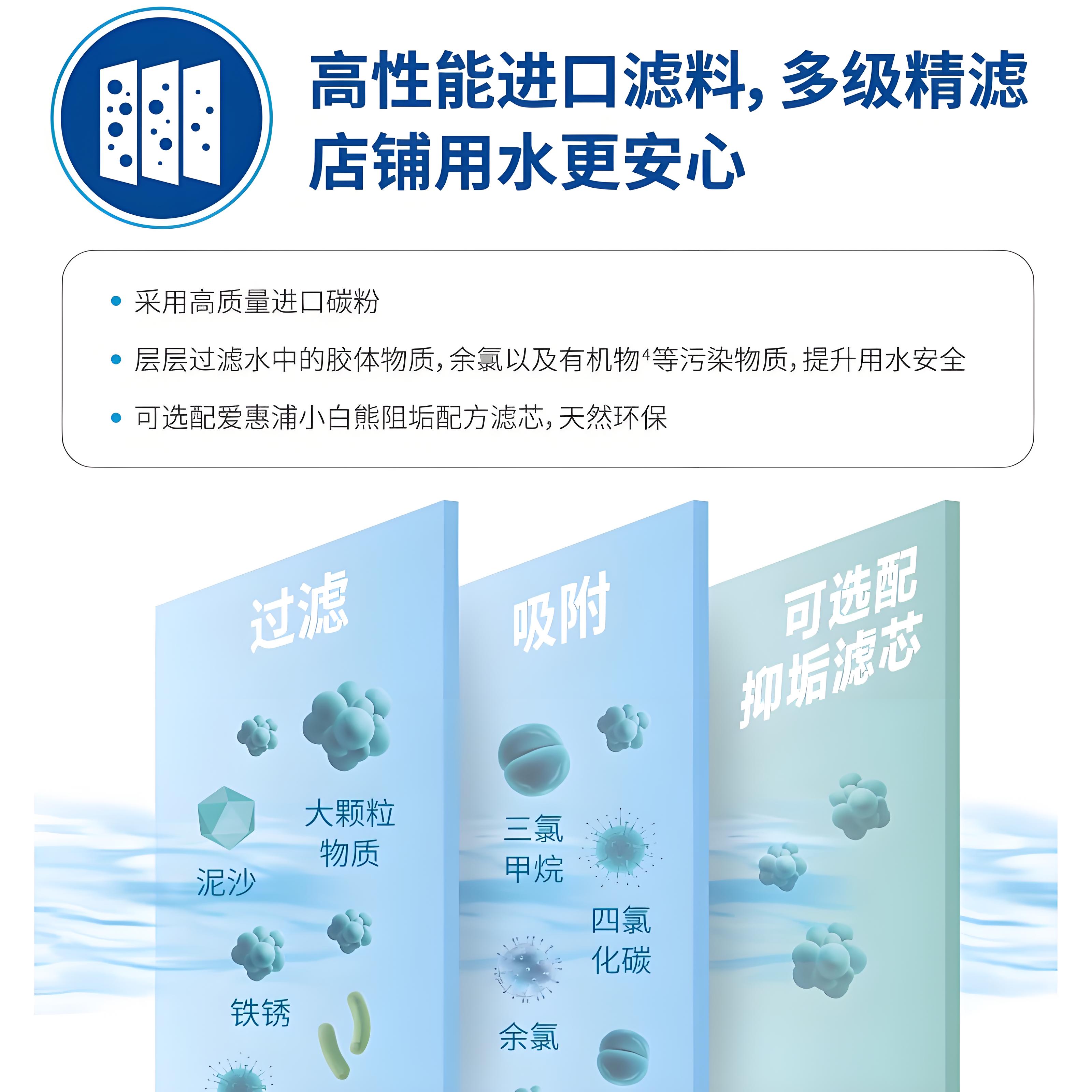 爱惠浦商用净水器自来水直饮过滤器咖啡店甜品店净水机MH2双联