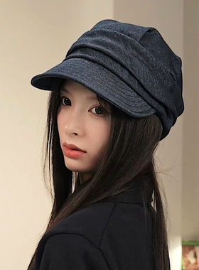 日韩极简纯棉设计感报童帽显脸小