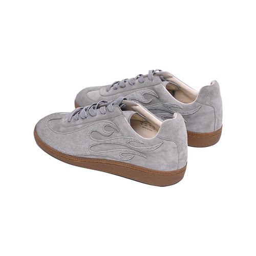 SYMBOLS OF LIGHT 火焰回溯 灰色真皮德训鞋系带中性复古板鞋男女 - 图3