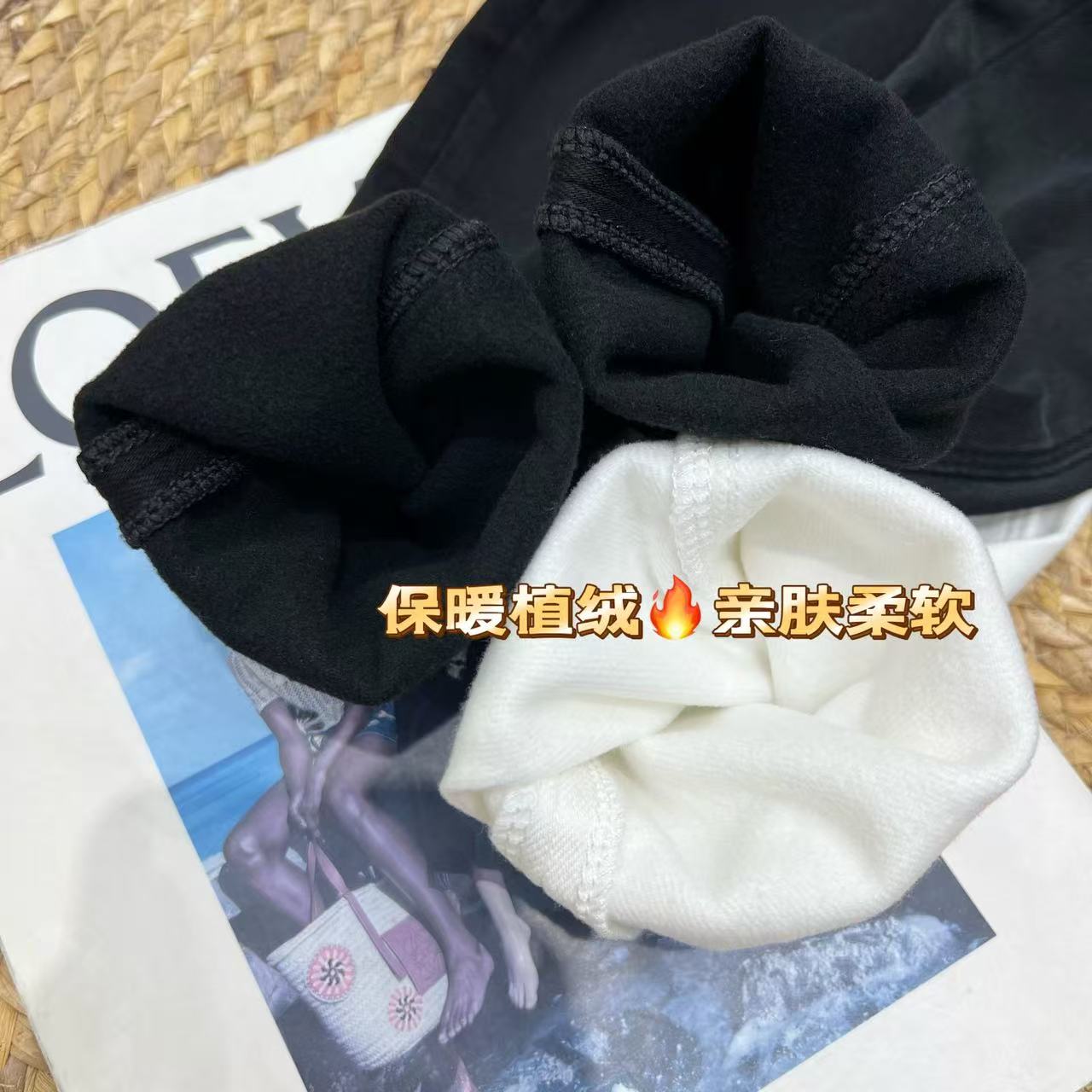 HX2G植绒紧身铅笔裤女2025冬季新款显瘦高腰超弹力加绒小脚牛仔裤 - 图3