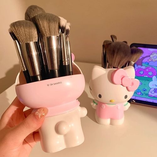 可爱kitty猫化妆刷收纳筒桌面化妆品口红收纳盒置物架美乐蒂笔筒 - 图0