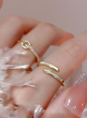 欧饰泥女合金轻奢风镶钻开口戒指