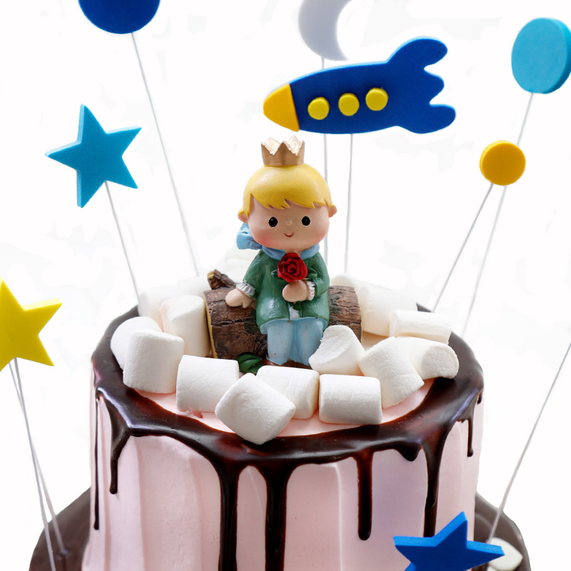 儿童生日蛋糕装饰插牌套装爱心星星美国队长佩佩猪DIY铁丝插旗-图3