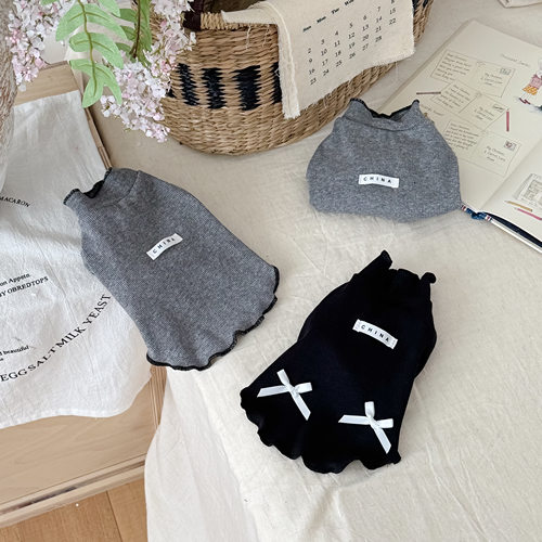 春夏季韩系宠物家居打底衫狗狗猫咪泰迪比熊马尔济斯小型犬衣服 - 图0