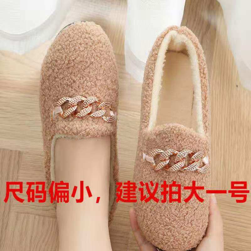 秋冬新款豆豆鞋加绒加厚女毛毛鞋百搭学生妈妈平底韩版休闲外穿鞋,淘宝优惠券,粉丝福利购,淘宝优惠卷