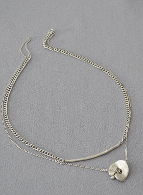 松本惠奈双层毛衣项链黄铜吊坠