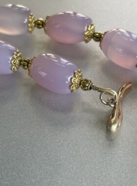 【清仓特价】天然粉紫色清透玛瑙桶珠项链时髦高级优雅气质个性