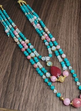 原创设计天然石多层长璎珞春日战国袍配饰汉服配饰