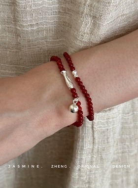 S925纯银红玛瑙小鱼手链