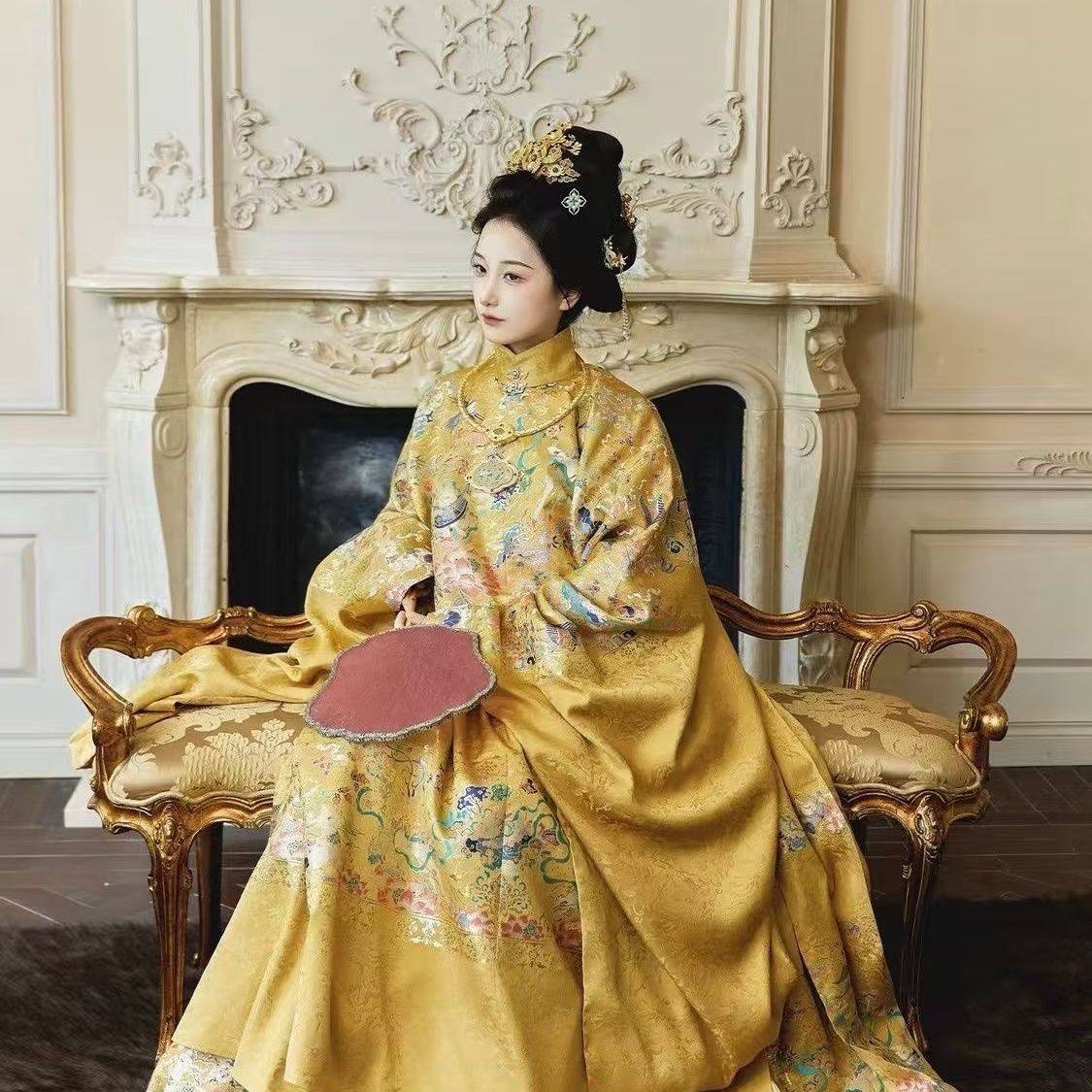 【大明贵女】爆款明制立领袍长袄重工织金妆花汉服女仙气四季款女,淘宝优惠券,粉丝福利购,淘宝优惠卷