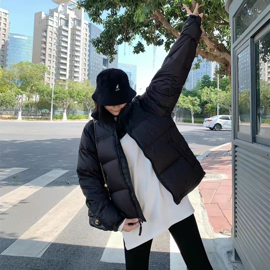 新款羽绒服冬季拼色面包服白鸭绒男女同款保暖情侣网红潮加厚外套