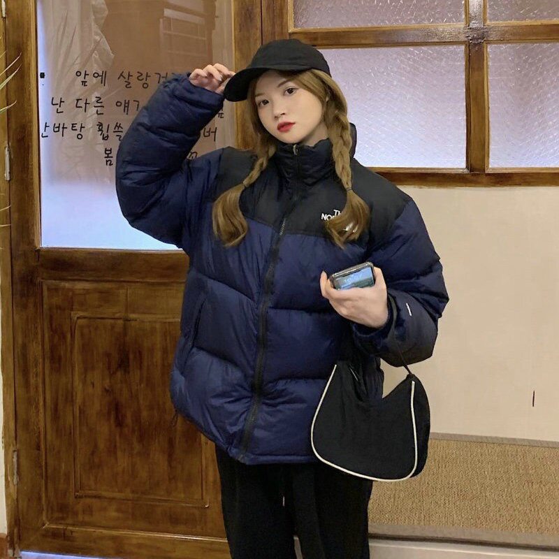 新款羽绒服冬季拼色面包服白鸭绒男女同款保暖情侣网红潮加厚外套