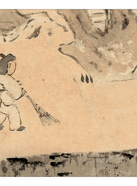 1：1清初四僧弘仁《林越寻梅图》国画山水画高清微喷复制装饰画