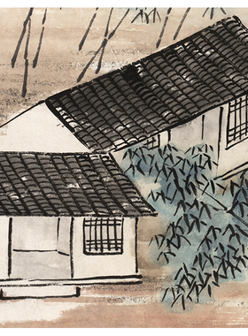 齐白石万竹山居图国画艺术微喷古代名家书法复制品装饰画装裱礼品