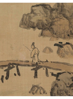 明代 蓝瑛 楚山秋霁图仿古山水人物画中式装饰画客厅书房玄关挂画