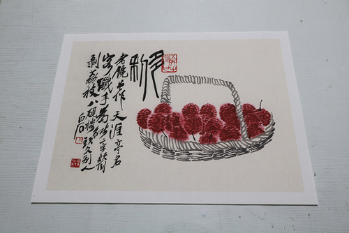 齐白石寿桃图荔枝图水墨国画客厅卧室装饰画高清复制宣纸画心画稿_虎窝淘