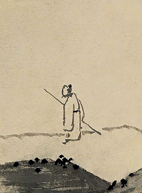 沈周秋山策杖图国画高清微喷