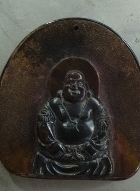 西藏牦牛角雕刻满鱼子纹甘蔗纹如意观音佛关公角牌吊坠挂件牌子