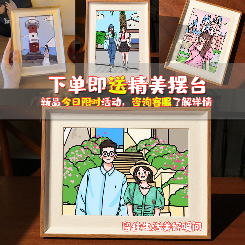 手绘头像情侣画像定制真人照片转漫画人物绘画卡通形象设计q版ins - 图3