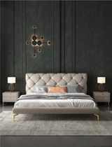 Willful light and luxurious headboard Nordic minimalist modern double bed 1 8 m main bed ins wind-style leather bed customisation