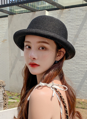 遮阳帽子女春秋夏季圆顶小礼帽