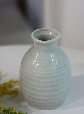 日本陶瓷螺纹小花瓶花器摆件寂风