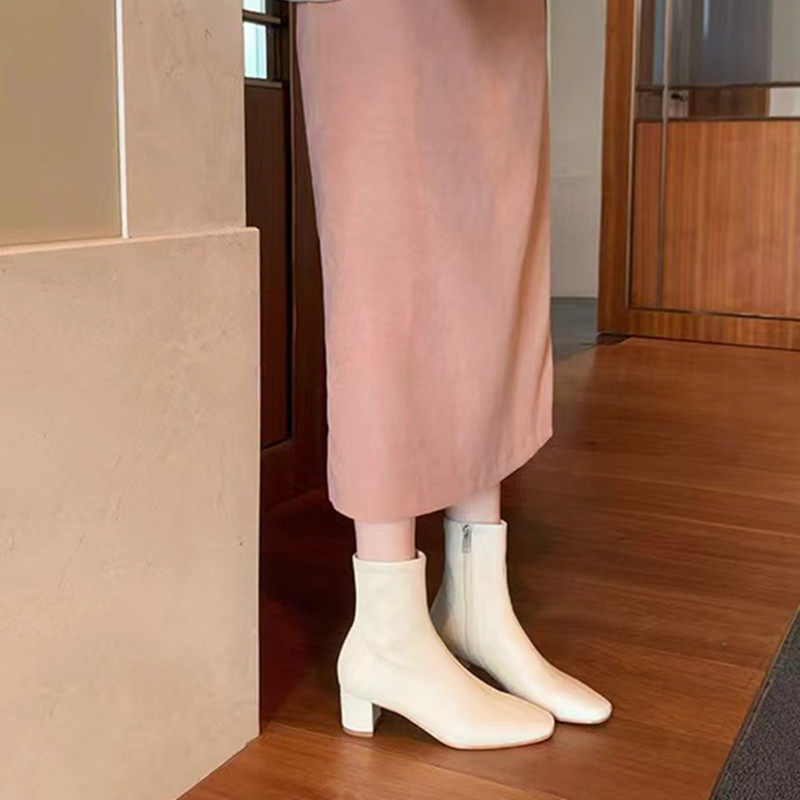 骄阳似我聂曦光赵今麦同款白色靴子侧拉链短靴女鞋粗跟高跟马丁靴,淘宝优惠券,粉丝福利购,淘宝优惠卷