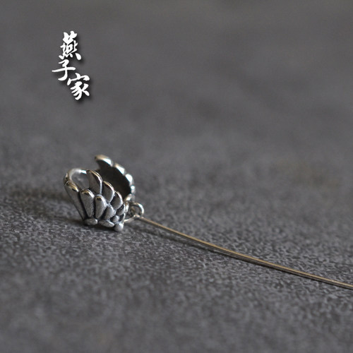 燕子家925纯银胜利之翼复古绕式吊坠头牛鼻孔小孔大绳圈夹扣配件 - 图0