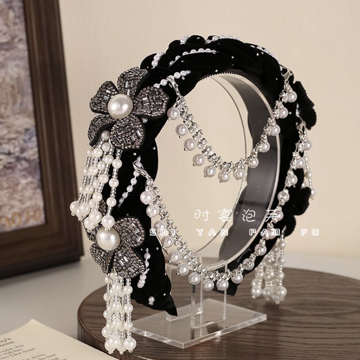 一帘幽梦宽边发箍手工编织民族风发饰花朵可拆卸流苏珠珠法式头饰,淘宝优惠券,粉丝福利购,淘宝优惠卷