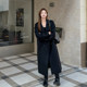Black Woolen Coat Women's Long Shoulder Woolen Coat