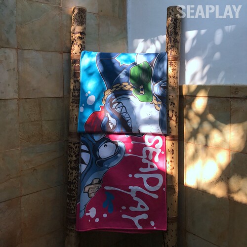 SEAPLAY限量版鲨鱼涂鸦速干浴巾 炫酷呆萌 吸水保暖 现货发售 - 图0