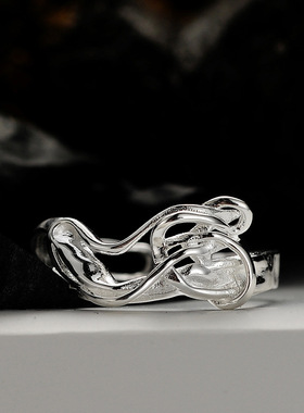 PREDAMS 创意小众设计师款925纯银潮流时尚百搭ins无规则纽带戒指