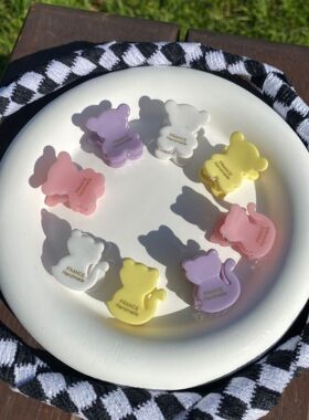 韩版金标迷你小熊小猫醋酸抓夹可爱简约发饰甜美百搭刘海碎发夹