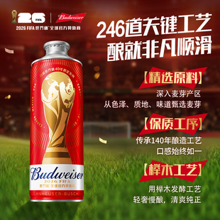 百威啤酒世界杯红罐1L*6大瓶
