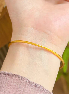 2mm极细古法手镯极简风百搭仿真磨砂素圈纯实心手镯送闺蜜不掉色