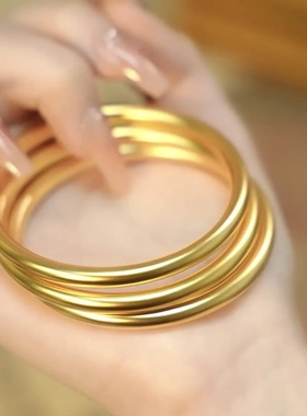 金店同款素圈传承仿真沙金手镯999新中式古法实心大克重首饰结婚