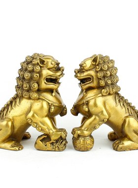 纯铜北京狮摆件吉祥物