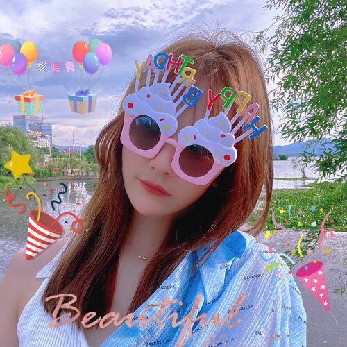 小红书同款生日快乐蛋糕装饰生日搞怪眼镜生日派对自拍拍照道具 - 图1