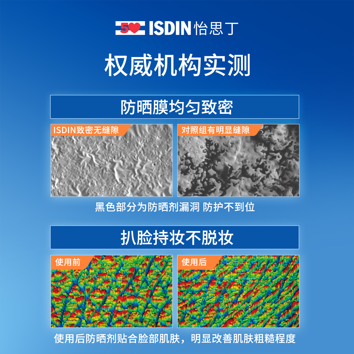 ISDIN/怡思丁小蓝瓶防晒霜通勤男女秋冬防紫外线面部隔离乳30ml*2