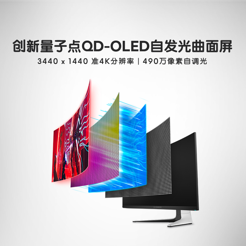 ALIENWARE外星人34英寸曲面显示器QD-OLED准4K电脑带鱼屏AW3423DW-图0