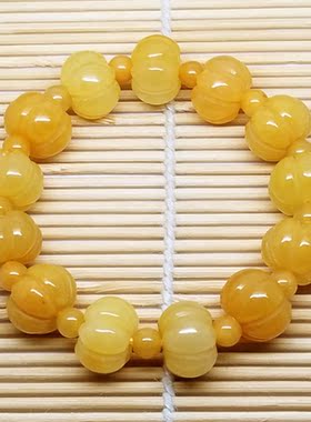 天然黄玉南瓜珠手链男女款情侣手串水晶玉石复古饰品