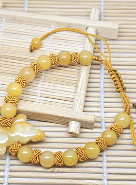 2026转运手链天然黄玉立体十二生肖男款女款手工编绳手串牛羊狗龙